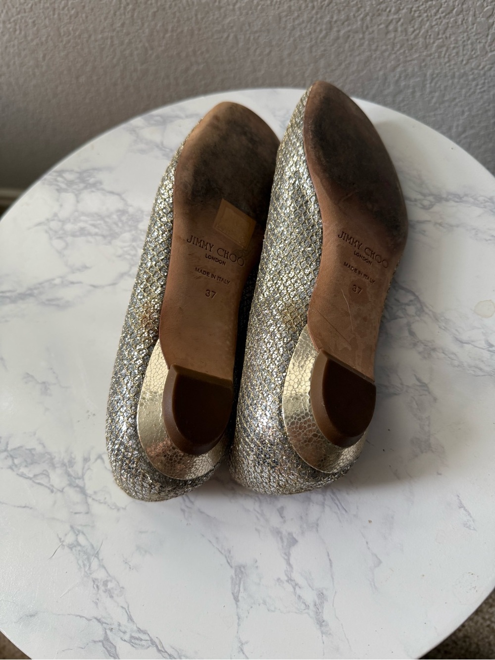 Jimmy Choo Glitter Woven Ballet Flats in Metallic Silver - Picture 4 of 6